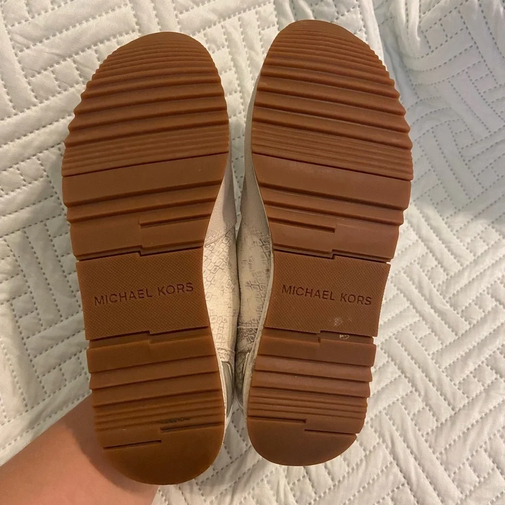 Michael Kors Women's Allie Embossed-Leather and Suede Womens Sneaker Size 6.5